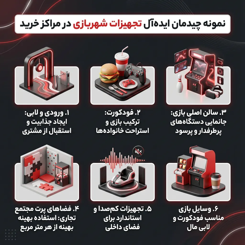 تجهیزات شهربازی برای مراکز خرید - نمونه چیدمان ایدهآل تجهیزات شهربازی در مراکز خرید